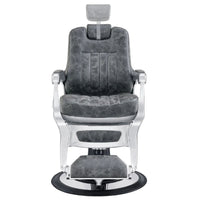 Thumbnail for DIR Esquire Reclining Barber Chairs Vintage Black Variant Front View Demonstrating Pull Out Headrest Range On White Background