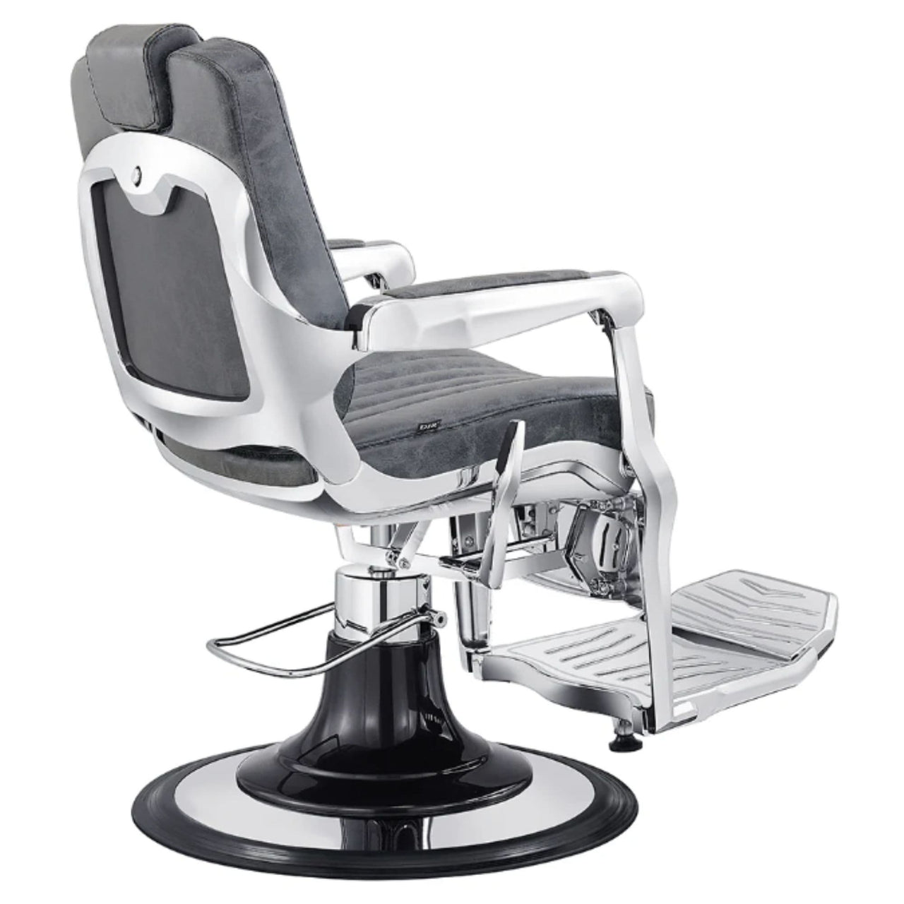 DIR Esquire Reclining Barber Chairs Vintage Black Variant Rear Angled View On White Background