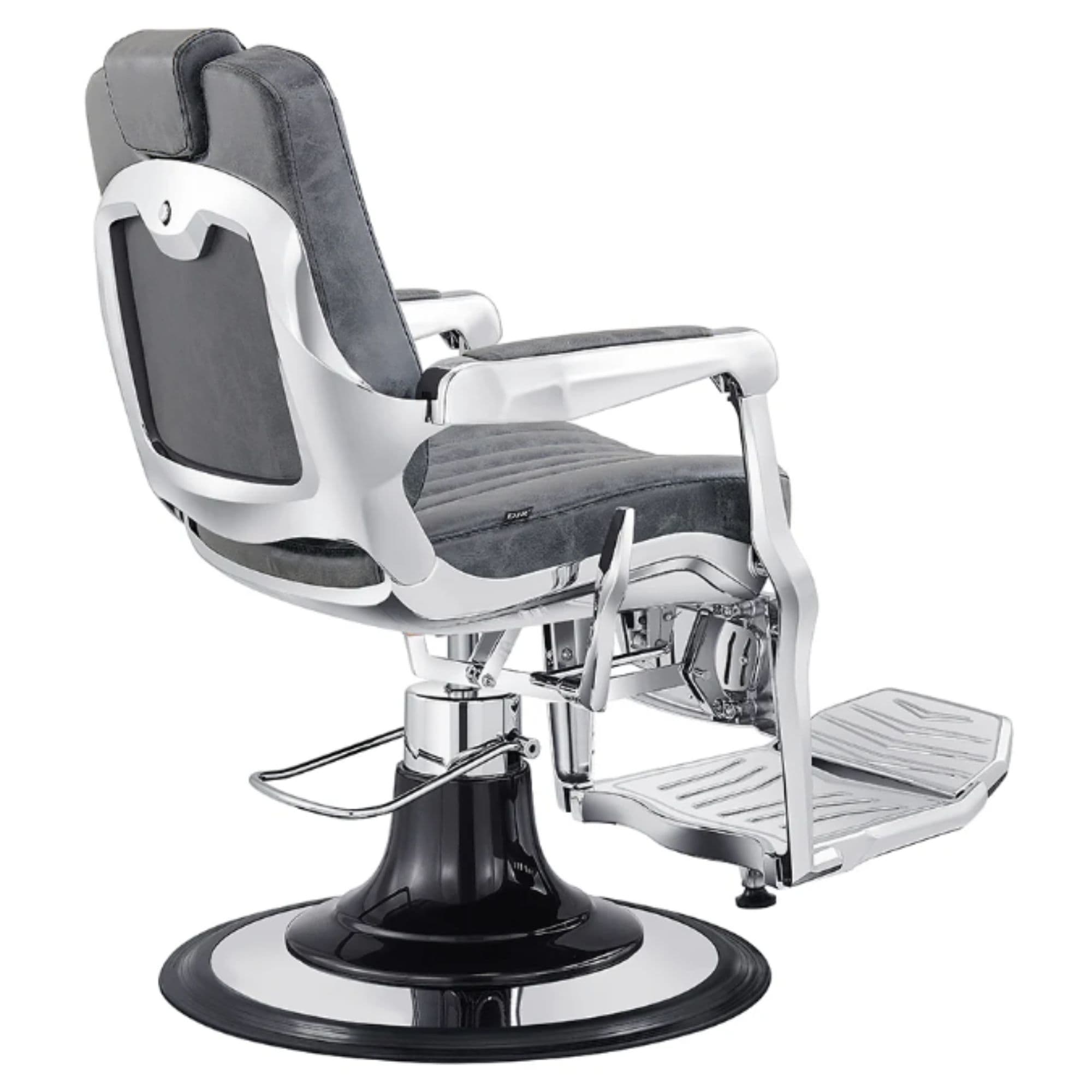DIR Esquire Reclining Barber Chairs Vintage Black Variant Rear Angled View On White Background