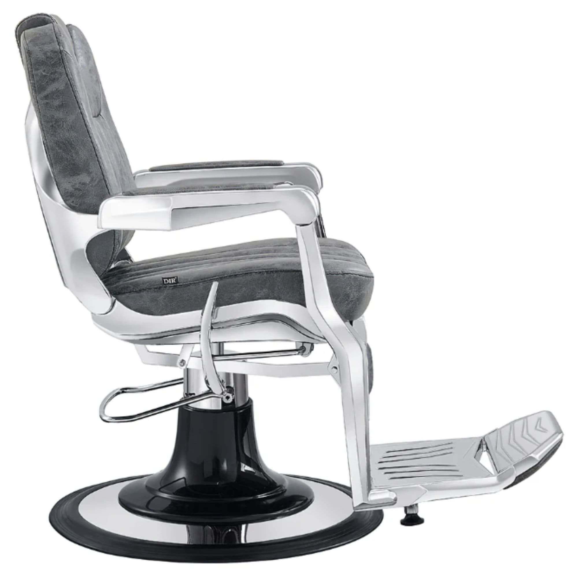 DIR Esquire Reclining Barber Chairs Vintage Black Variant Side View On White Background
