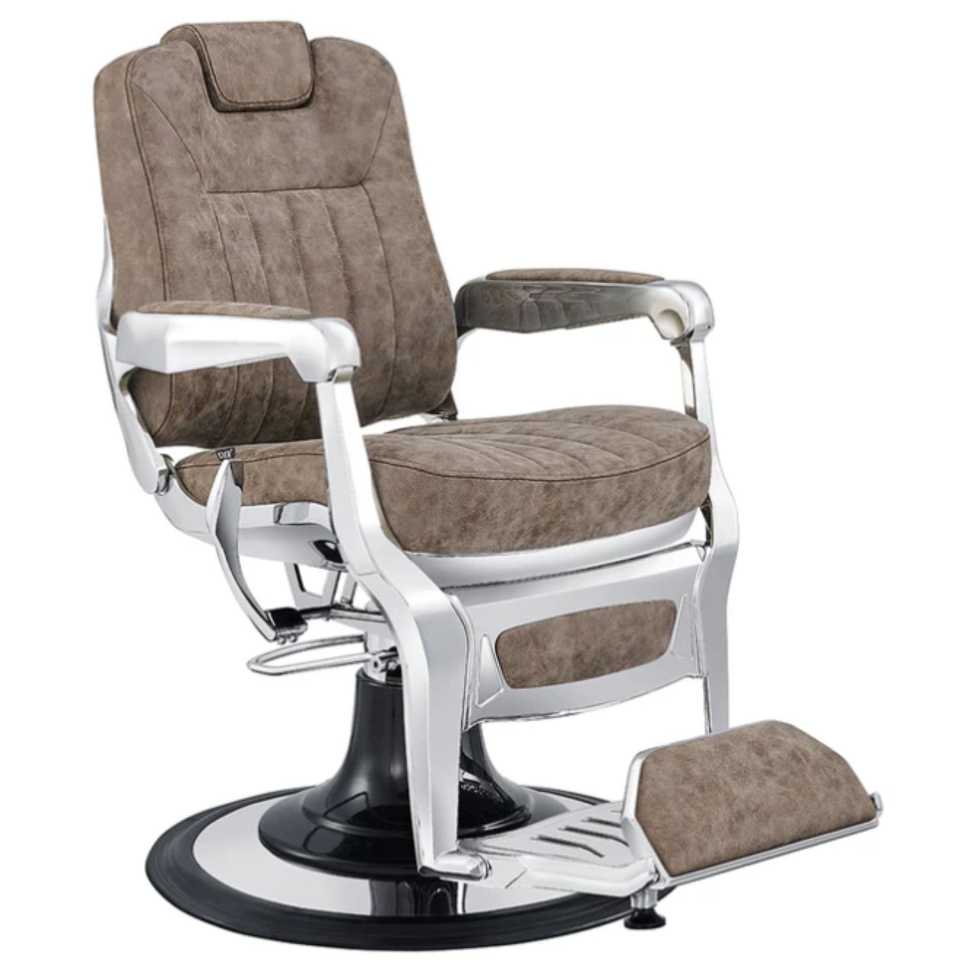 DIR Esquire Reclining Barber Chairs Vintage Brown Variant Front Angled View On White Background