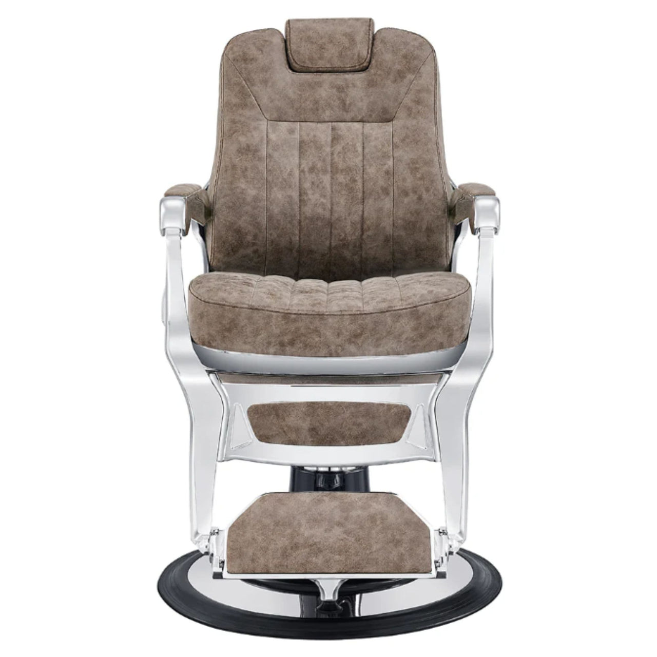 DIR Esquire Reclining Barber Chairs Vintage Brown Variant Front View On White Background