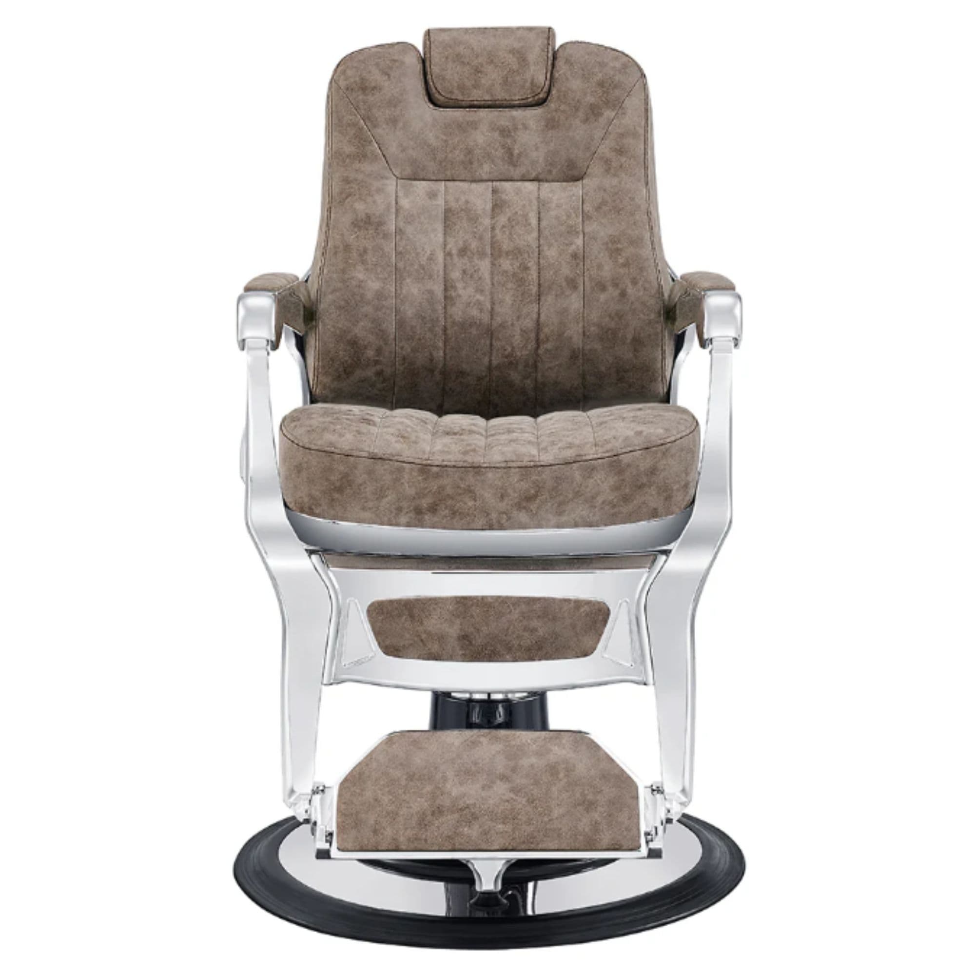 DIR Esquire Reclining Barber Chairs Vintage Brown Variant Front View On White Background