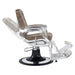 DIR Esquire Reclining Barber Chairs Vintage Brown Variant Side View Demonstrating Swing Adjustment On White Background