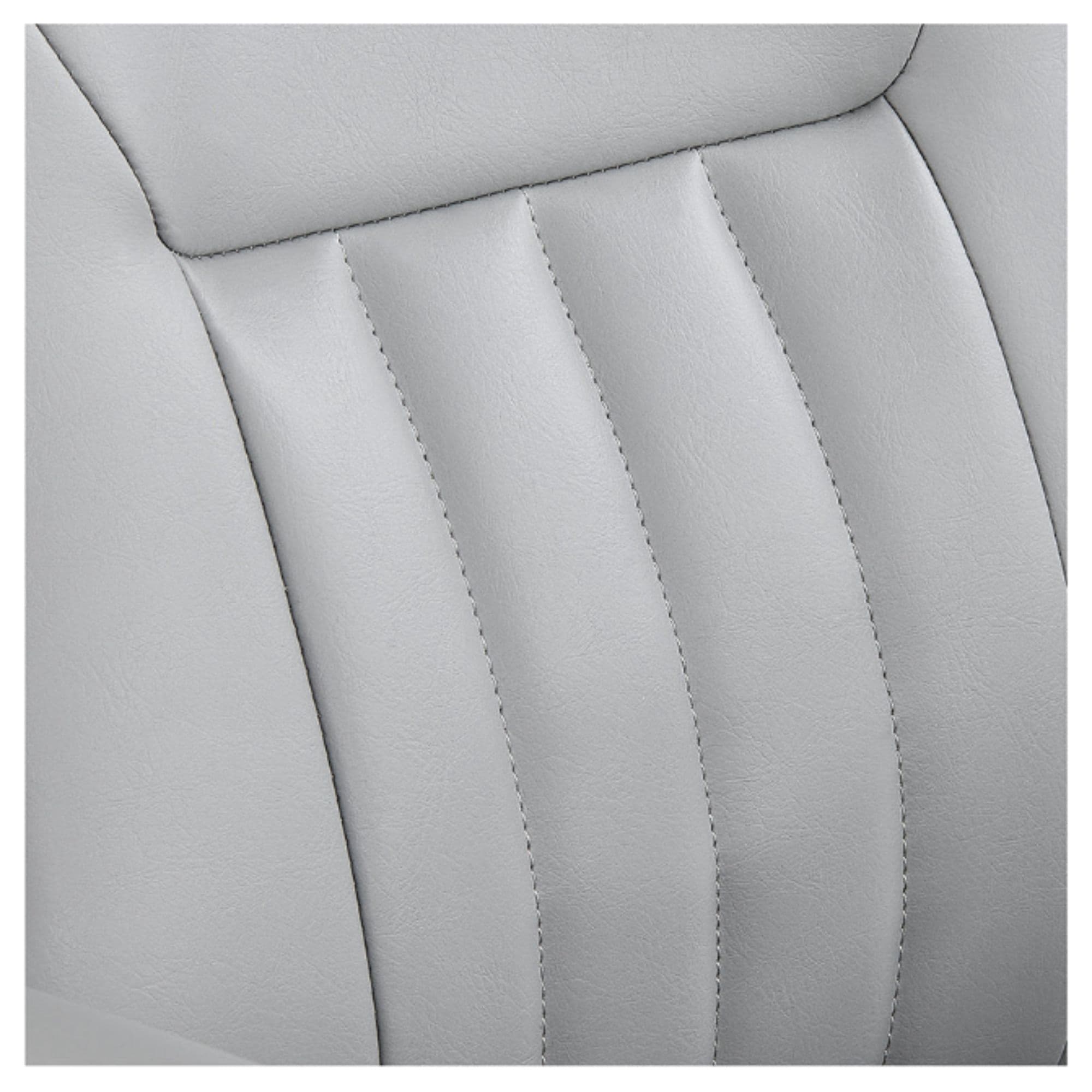 DIR Esquire Reclining Barbershop Chair Close Up View Of Gray Upholstered Backrest