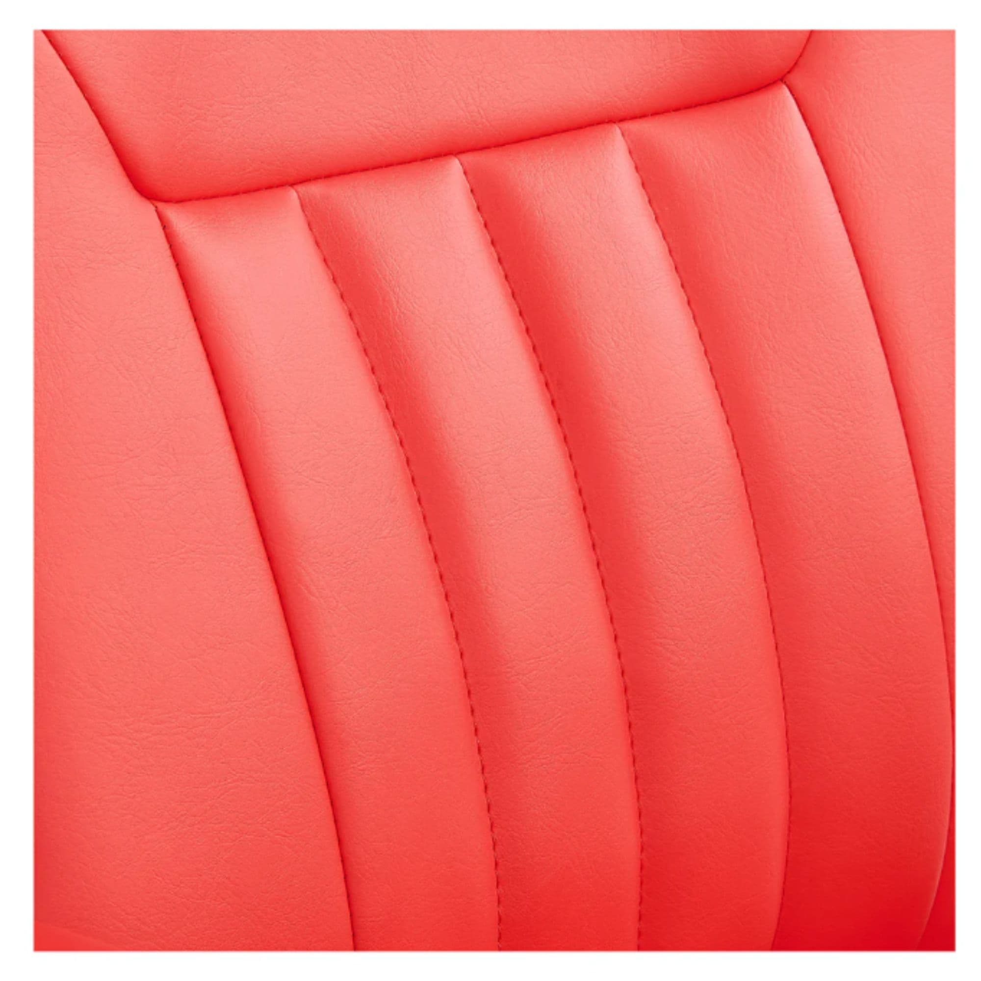 DIR Esquire Reclining Barbershop Chair Close Up View Of Red Upholstered Backrest