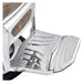 DIR Esquire Reclining Barbershop Chair Vintage Brown Variant With Close-Up View Of Footrest Platform On White Background