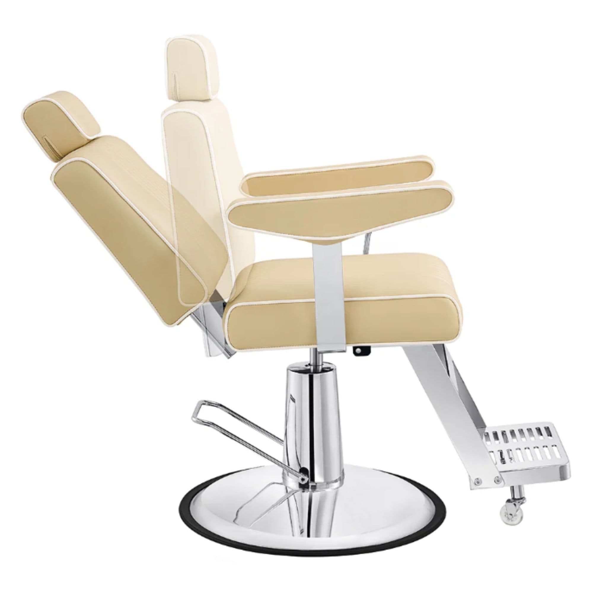 DIR Executive All Purpose Reclining Chair Beige Variant Side View Demonstrating Swing Adjustment On White Background