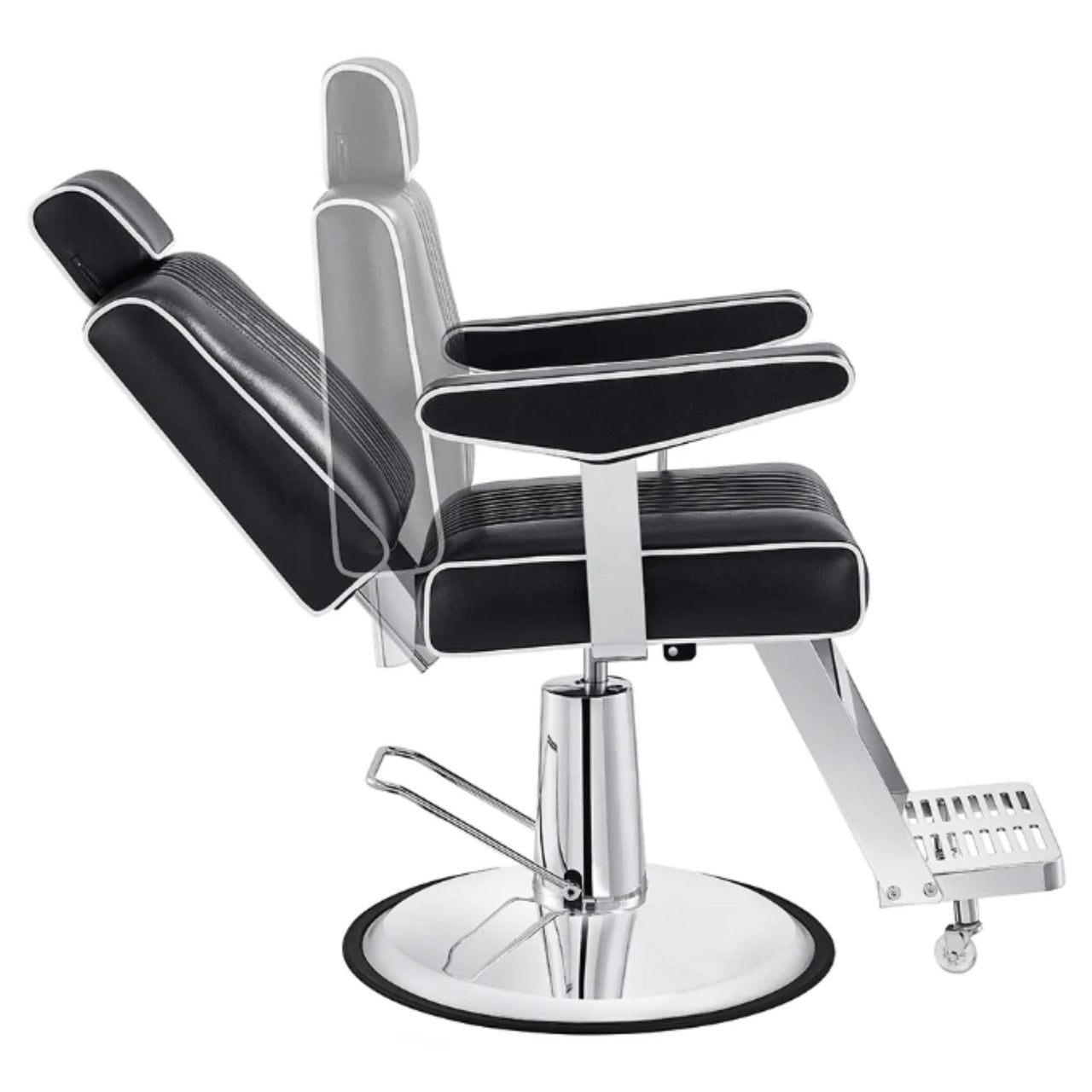 DIR Executive All Purpose Reclining Chair Black Variant Side View Demonstrating Swing Adjustment On White Background