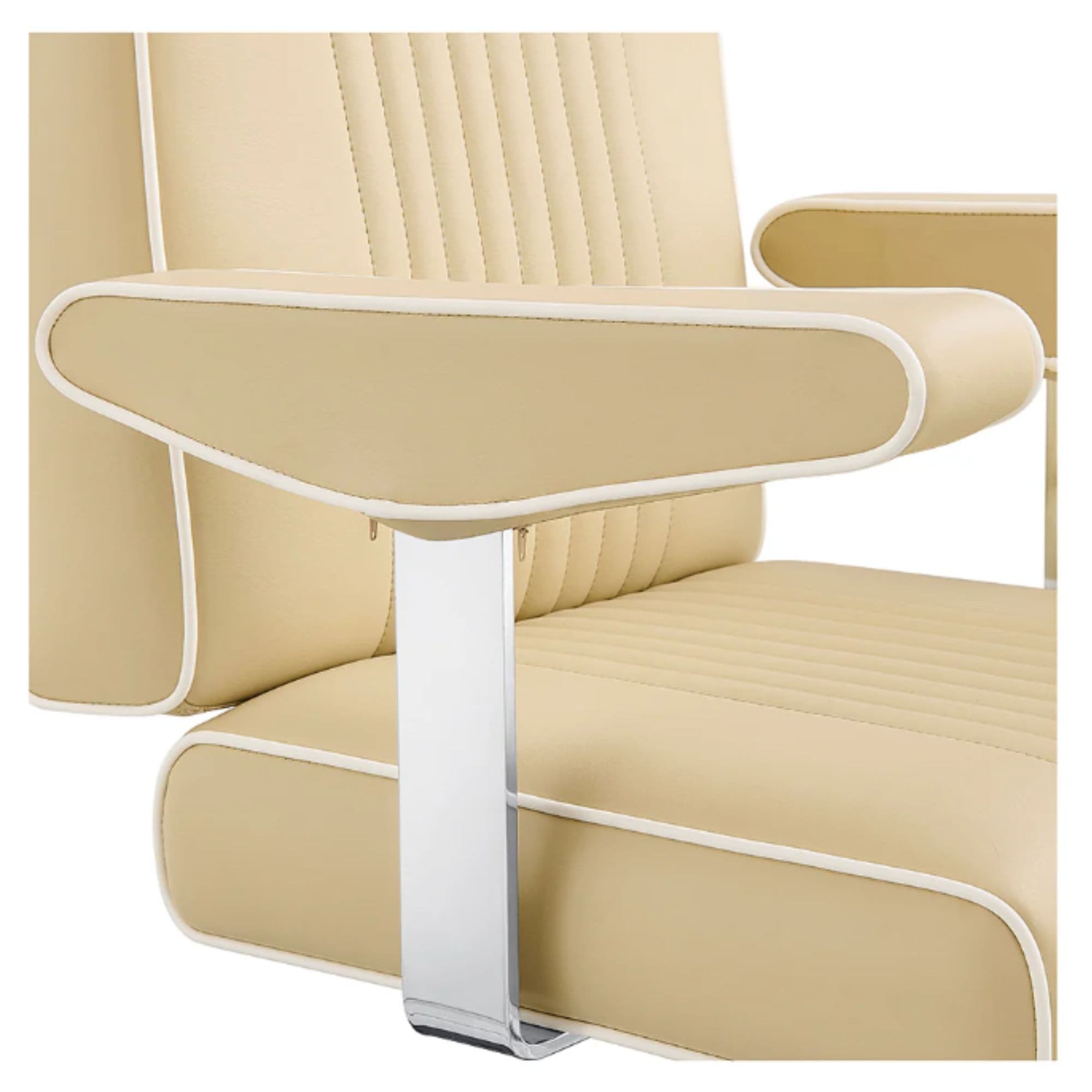 DIR Executive All Purpose Salon Recliner Beige Upholstered Armrest Detail