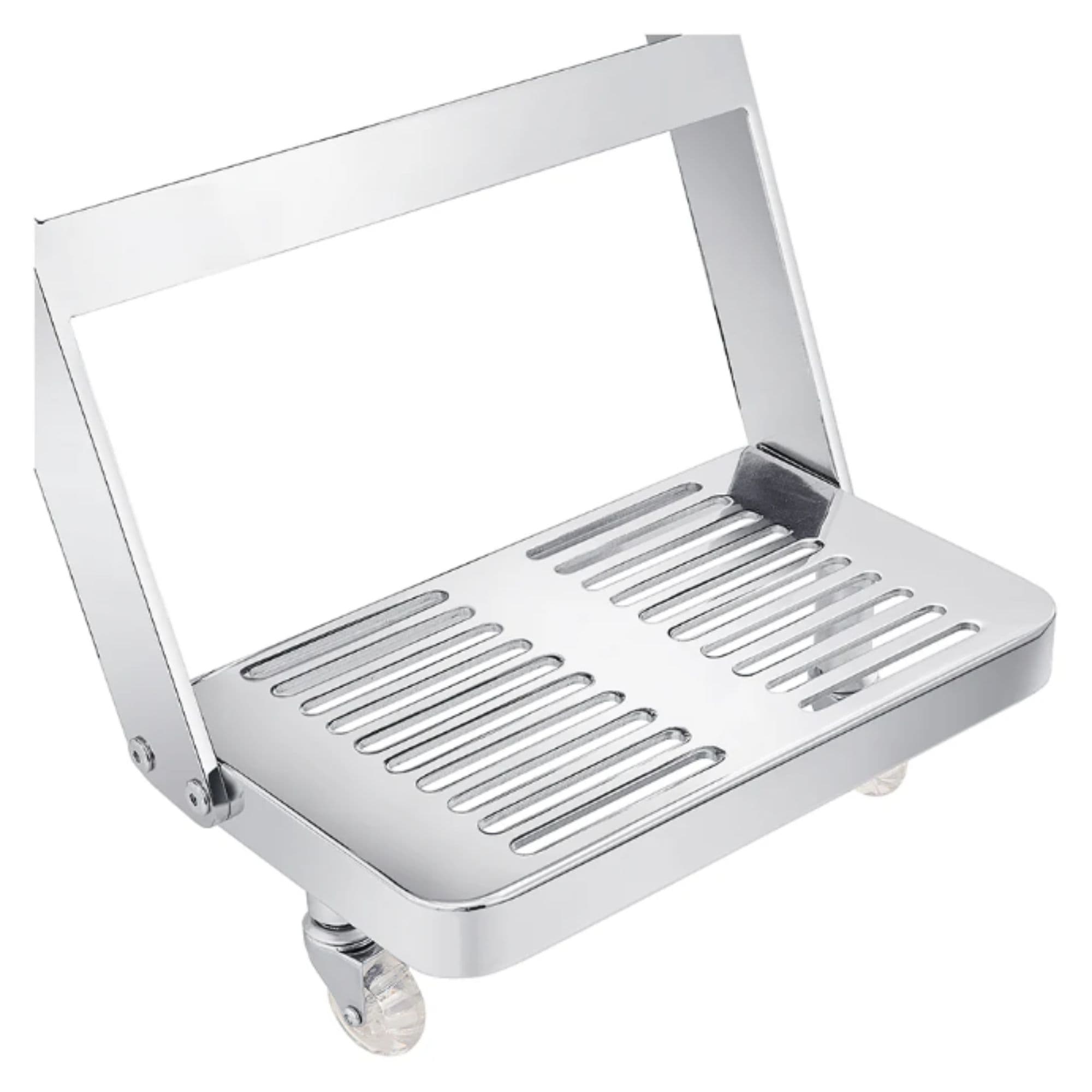 DIR Executive All Purpose Salon Recliner Close-Up View Of Metallic Footrest Platform On White Background