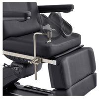 Thumbnail for DIR Geneva 4-Motor Gynecology Exam Table Black Close-Up View Of Pivoting Stirrup Support Adjustment