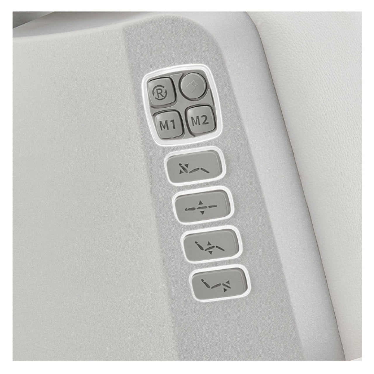 DIR Geneva 4-Motor Gynecology Exam Table Close-Up View Of One-Touch Position Controls And Memory Settings For White Variant