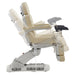 DIR Geneva 4-Motors Exam Table with Stirrups - OB GYN Beige Side View Demonstrating Chair And Stirrup Adjustment Positions On White Background