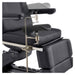 DIR Geneva 4-Motors Exam Table with Stirrups - OB GYN Black Close-Up View Showing Adjustable Stirrup Positions On White Background