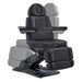 DIR Geneva 4-Motors Exam Table with Stirrups - OB GYN Black Front View With Swivel Rotation Demonstration On White Background
