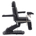 DIR Geneva 4-Motors Exam Table with Stirrups - OB GYN Black Side View Showing Swing-Away Armrest Position On White Background