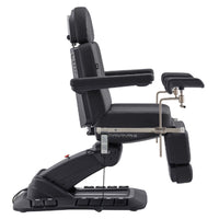 Thumbnail for DIR Geneva 4-Motors Exam Table with Stirrups - OB GYN Black Side View With Foot Pedal And Remote Control On White Background