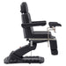 DIR Geneva 4-Motors Exam Table with Stirrups - OB GYN Black Side View With Foot Pedal And Remote Control On White Background
