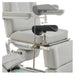DIR Geneva 4-Motors Exam Table with Stirrups - OB GYN Gray Close-Up View Showing Adjustable Stirrup Positions On White Background