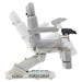 DIR Geneva 4-Motors Exam Table with Stirrups - OB GYN Gray Side View Demonstrating Chair And Stirrup Adjustment Positions On White Background