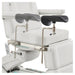 DIR Geneva 4-Motors Exam Table with Stirrups - OB GYN White Close-Up View Showing Adjustable Stirrup Width Positions On White Background