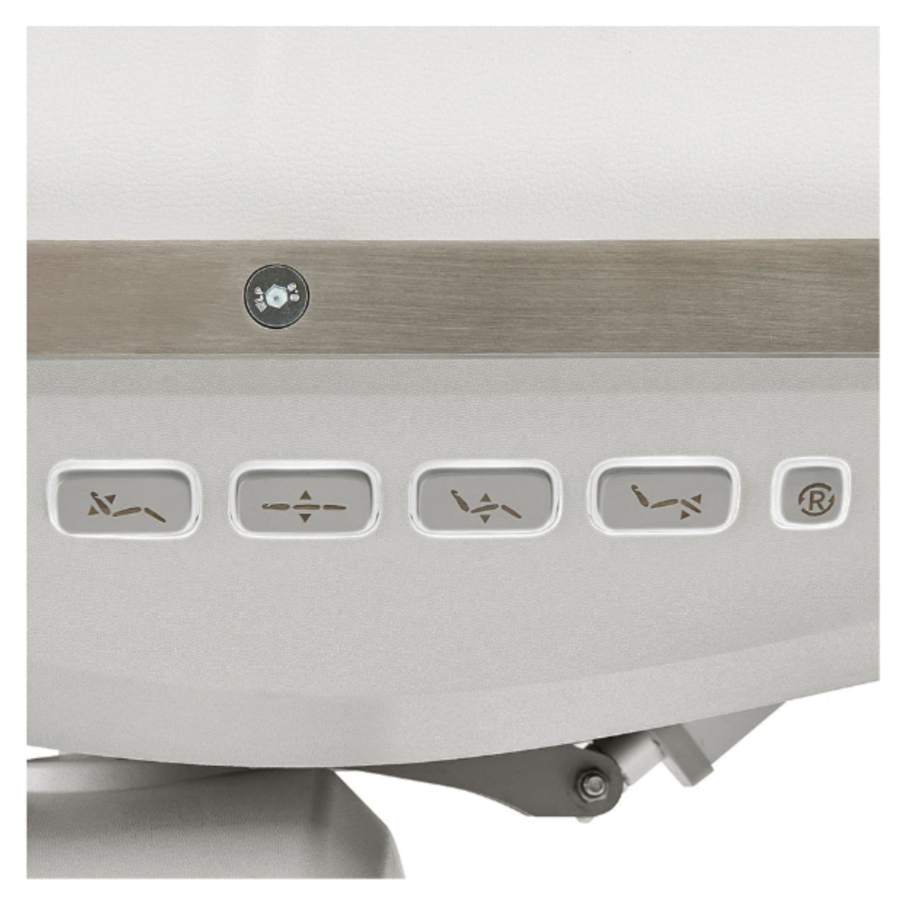 DIR Geneva 4-Motors OB GYN Exam Table with Stirrups Close-Up View Of Integrated Side Control Buttons For White Variant