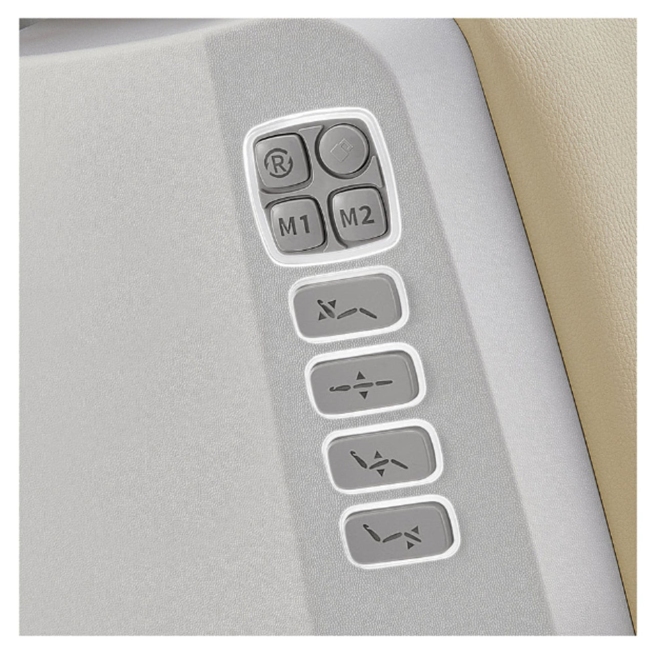 DIR Geneva 4-Motors OB GYN Exam Table with Stirrups Close-Up View Of One-Touch Position Controls And Memory Settings For Beige Variant