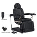 DIR Ink 3-Motor OB GYN Exam Chair Black Side View With Close-up View Of Remote Control And Caster On White Background