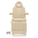 DIR Ink 3-Motors Medical Spa Chair Beige Variant Front View Demonstrating Leg Rest Extension Range On White Background