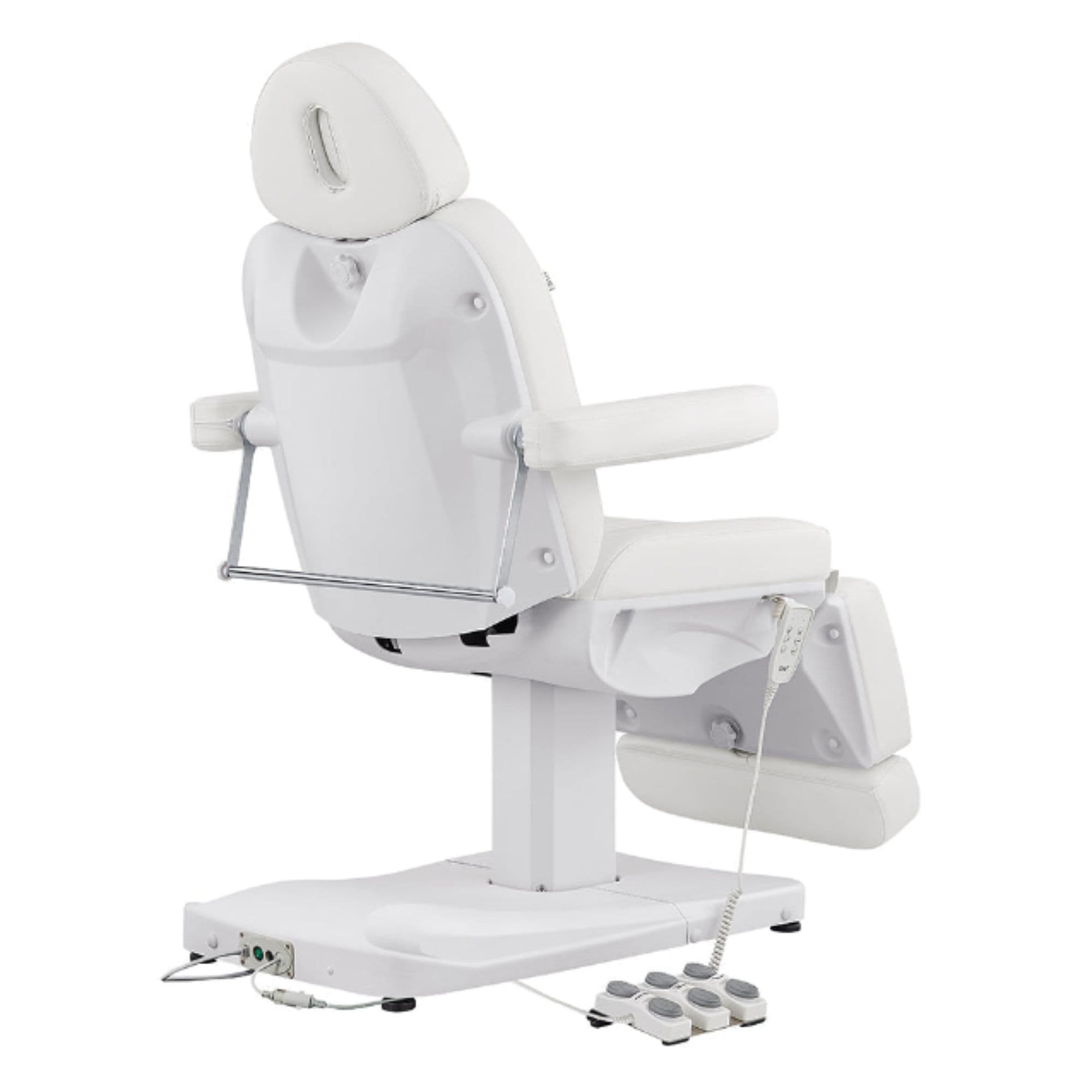 DIR Ink 3-Motors Medical Spa Chair White Variant Rear View With Remote Control On White Background