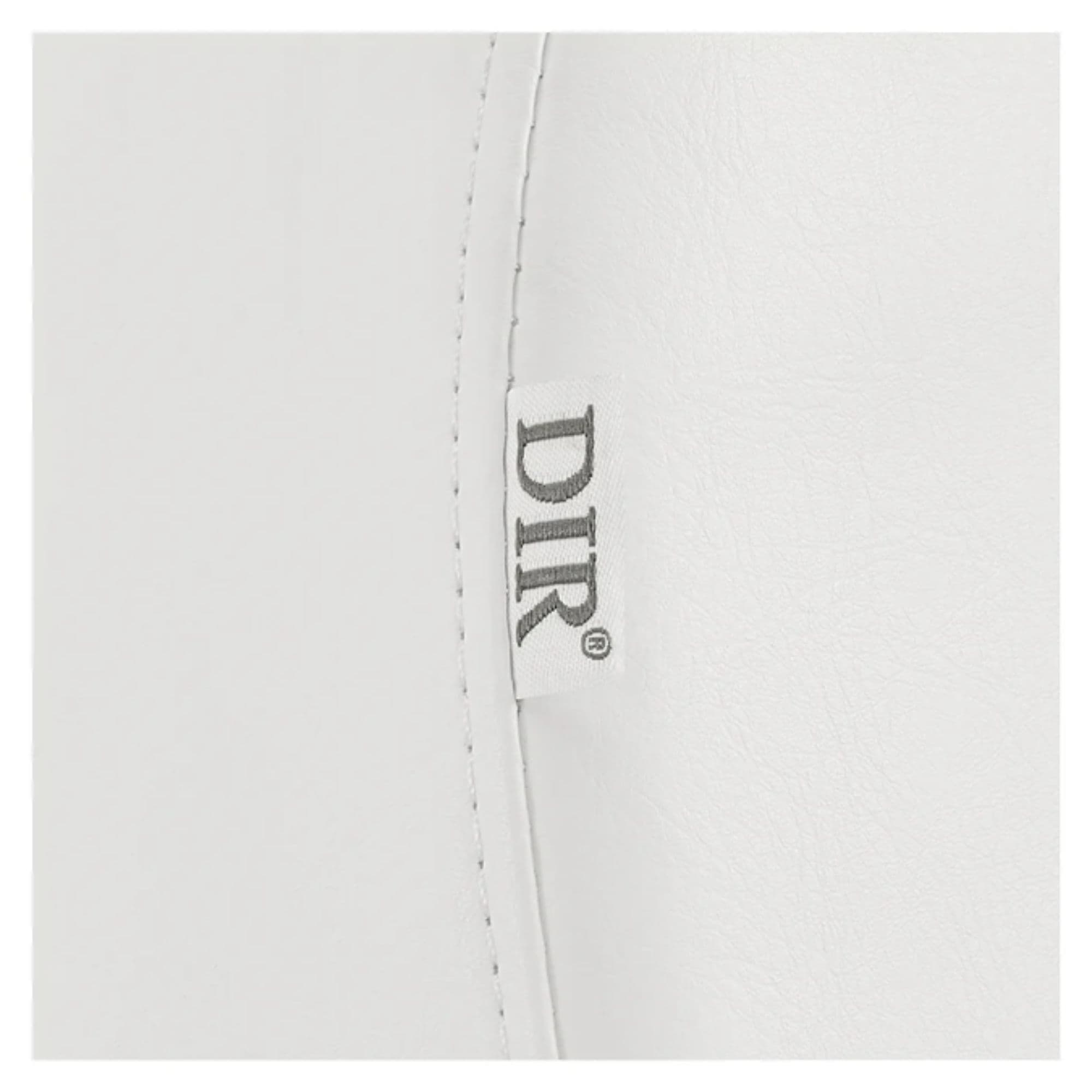DIR Ink OB 3-Motors Gyno Chair with Stirrups - OB GYN Close-Up View Of White Upholstery With Brand Name