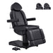 DIR Ink Triple-Motor Spa Treatment Chair Black Variant Front Angled View With Close-up Details Of Headrest Options On White Background