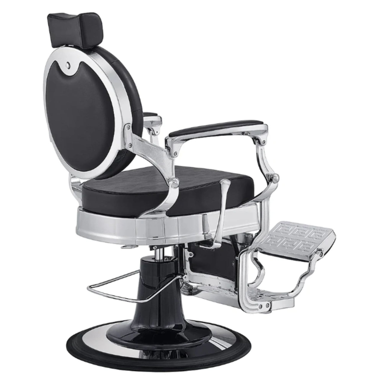 DIR Julius Heavy Duty Barber Chair Black Variant Rear Angled View On White Background