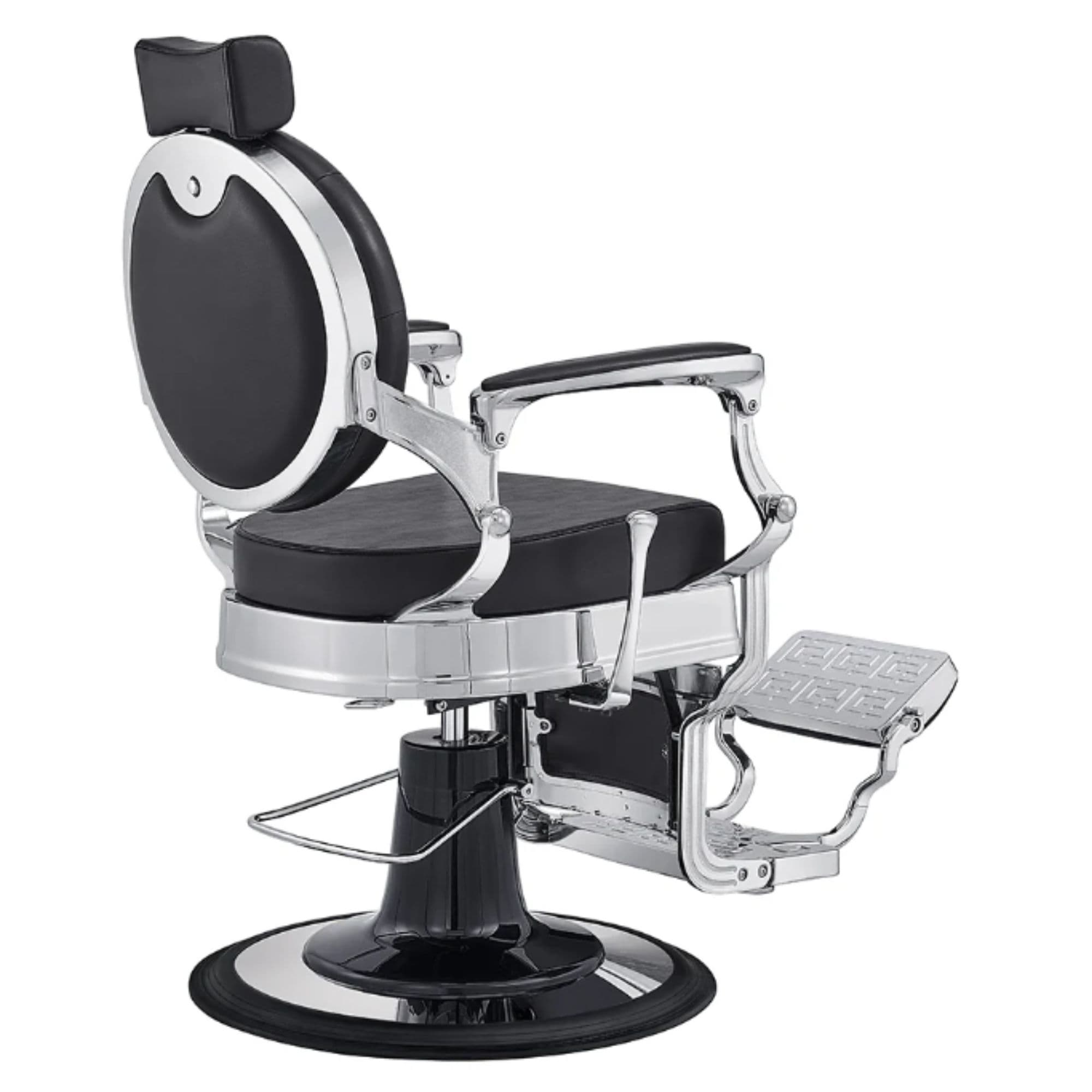 DIR Julius Heavy Duty Barber Chair Black Variant Rear Angled View On White Background