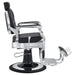 DIR Julius Heavy Duty Barber Chair Black Variant Side View Demonstrating The Swing Range Of Foot Rest Extension On White Background