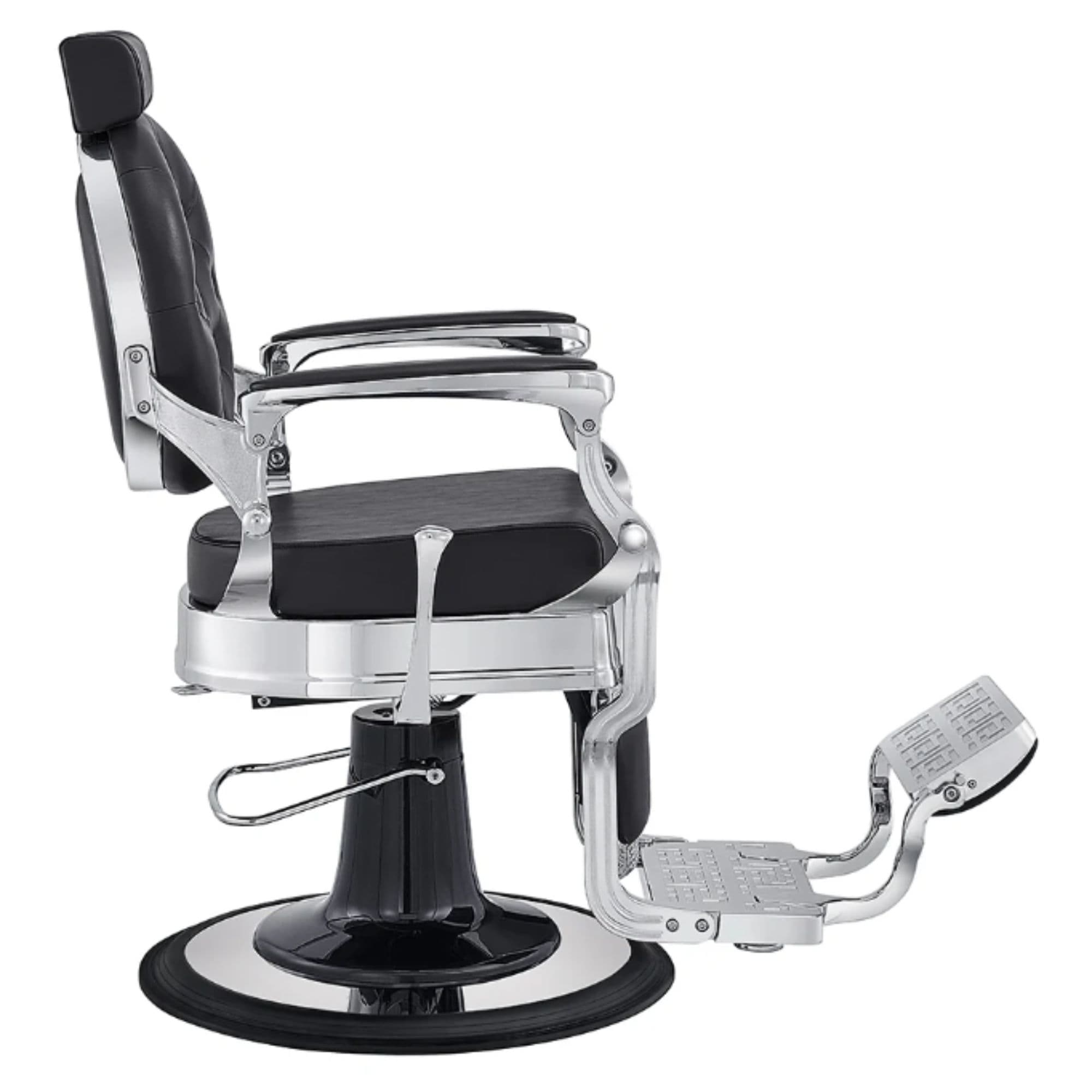 DIR Julius Heavy Duty Barber Chair Black Variant Side View On White Background