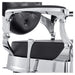DIR Julius Heavy Duty Barber Chair Close-Up View Of Decorative Metallic Armrest Support And Black Upholstered Seat