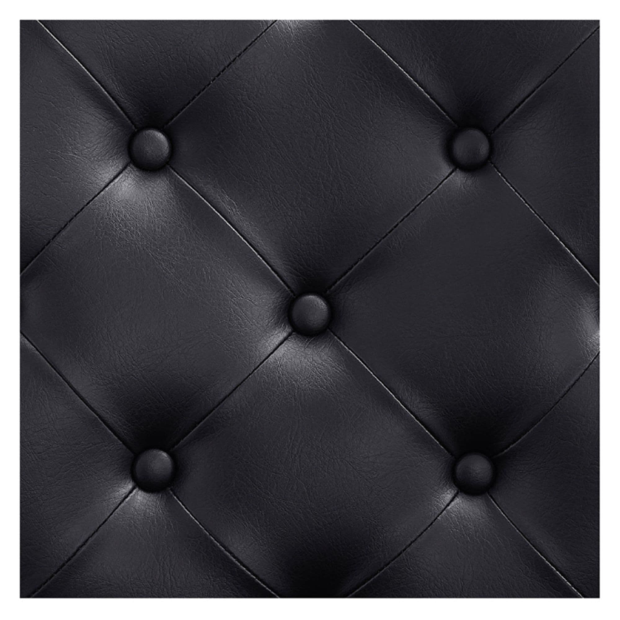 DIR Julius Heavy Duty Barber Chair Close-Up View Of Diamond Tufted Black Upholstery Pattern