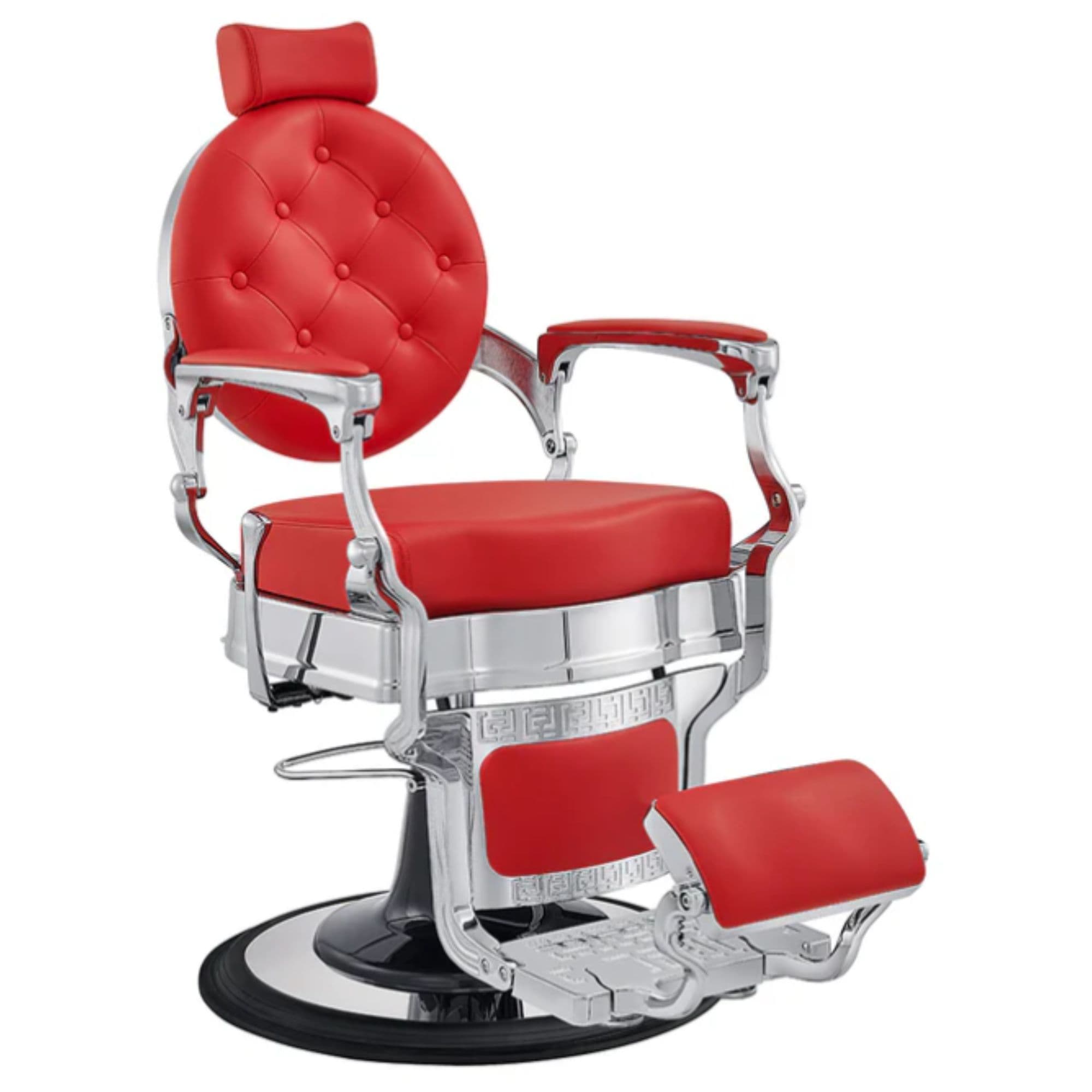 DIR Julius Heavy Duty Barber Chair Red Variant Front Angled View On White Background
