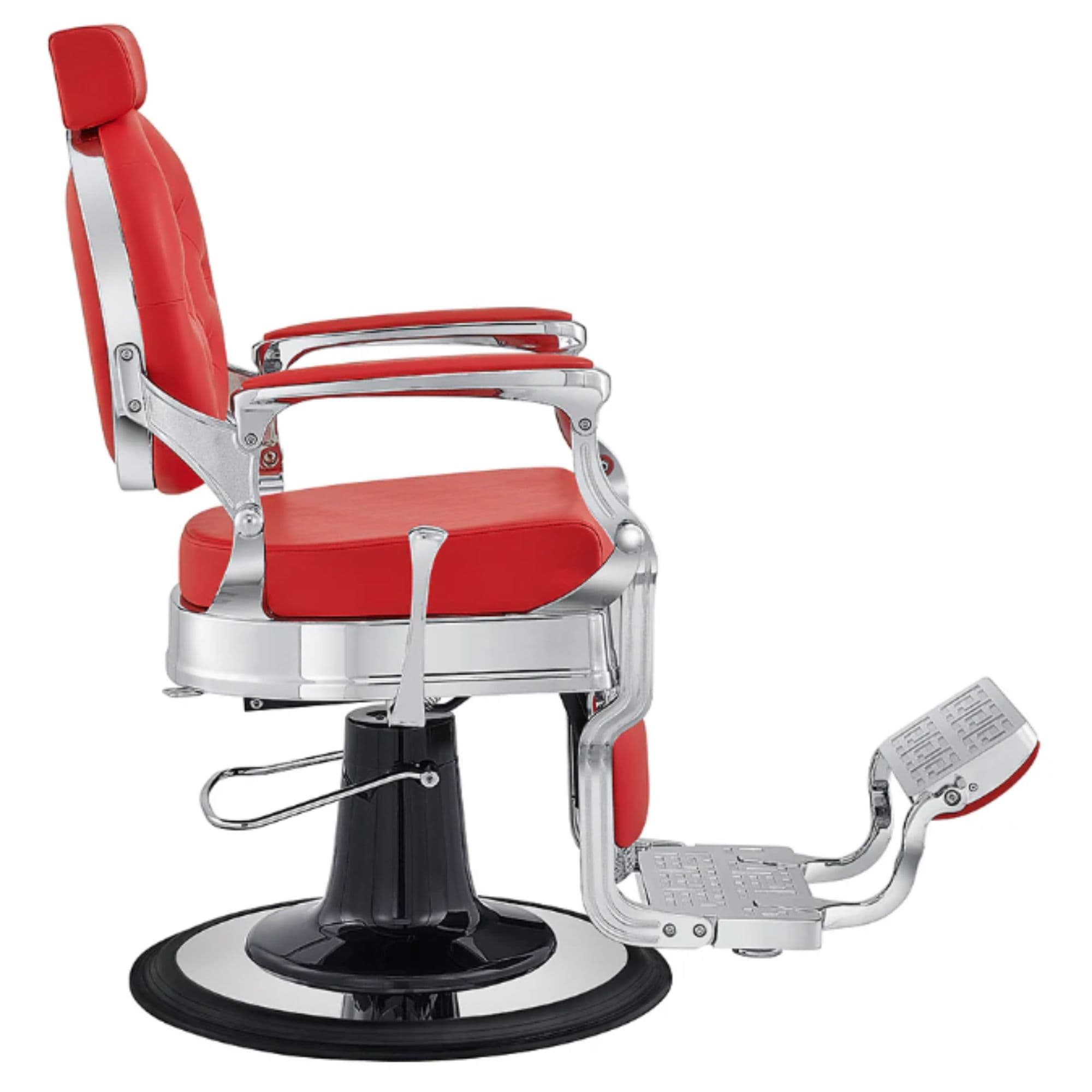 DIR Julius Heavy Duty Barber Chair Red Variant Side View On White Background