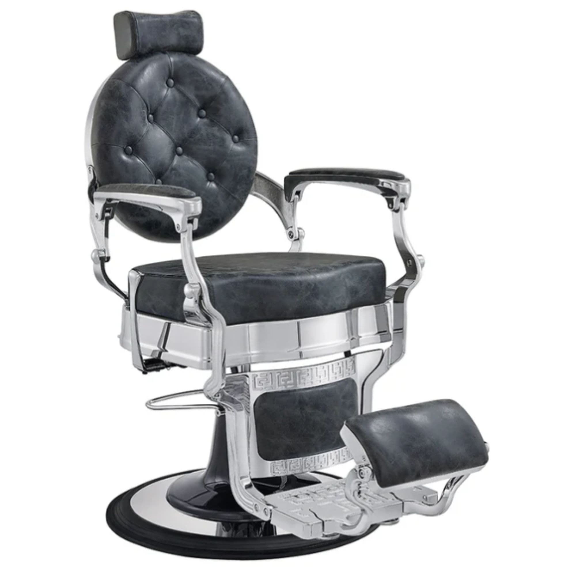 DIR Julius Heavy Duty Barber Chair Vintage Black Variant Front Angled View On White Background