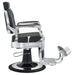 DIR Julius Heavy Duty Barber Chair Vintage Black Variant Side View Demonstrating The Swing Range Of Foot Rest Extension On White Background
