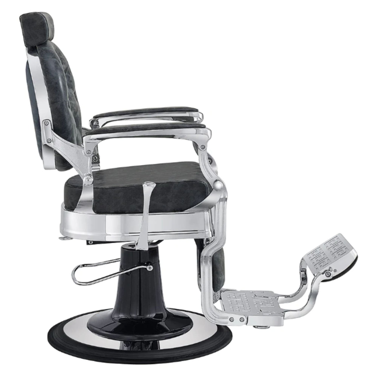 DIR Julius Heavy Duty Barber Chair Vintage Black Variant Side View On White Background