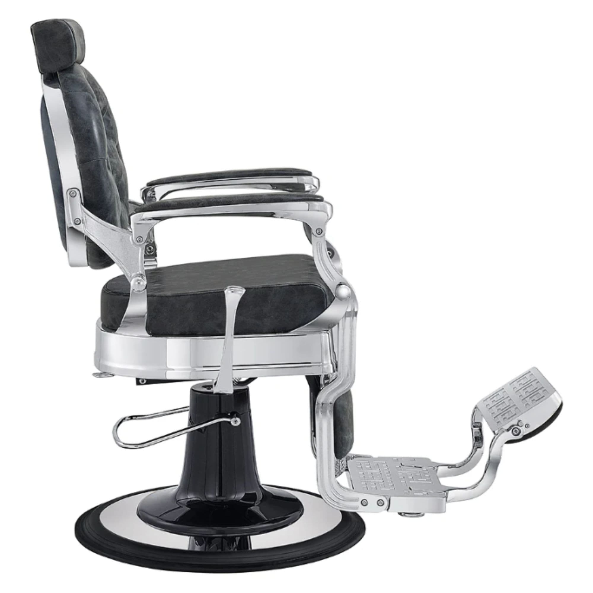 DIR Julius Heavy Duty Barber Chair Vintage Black Variant Side View On White Background
