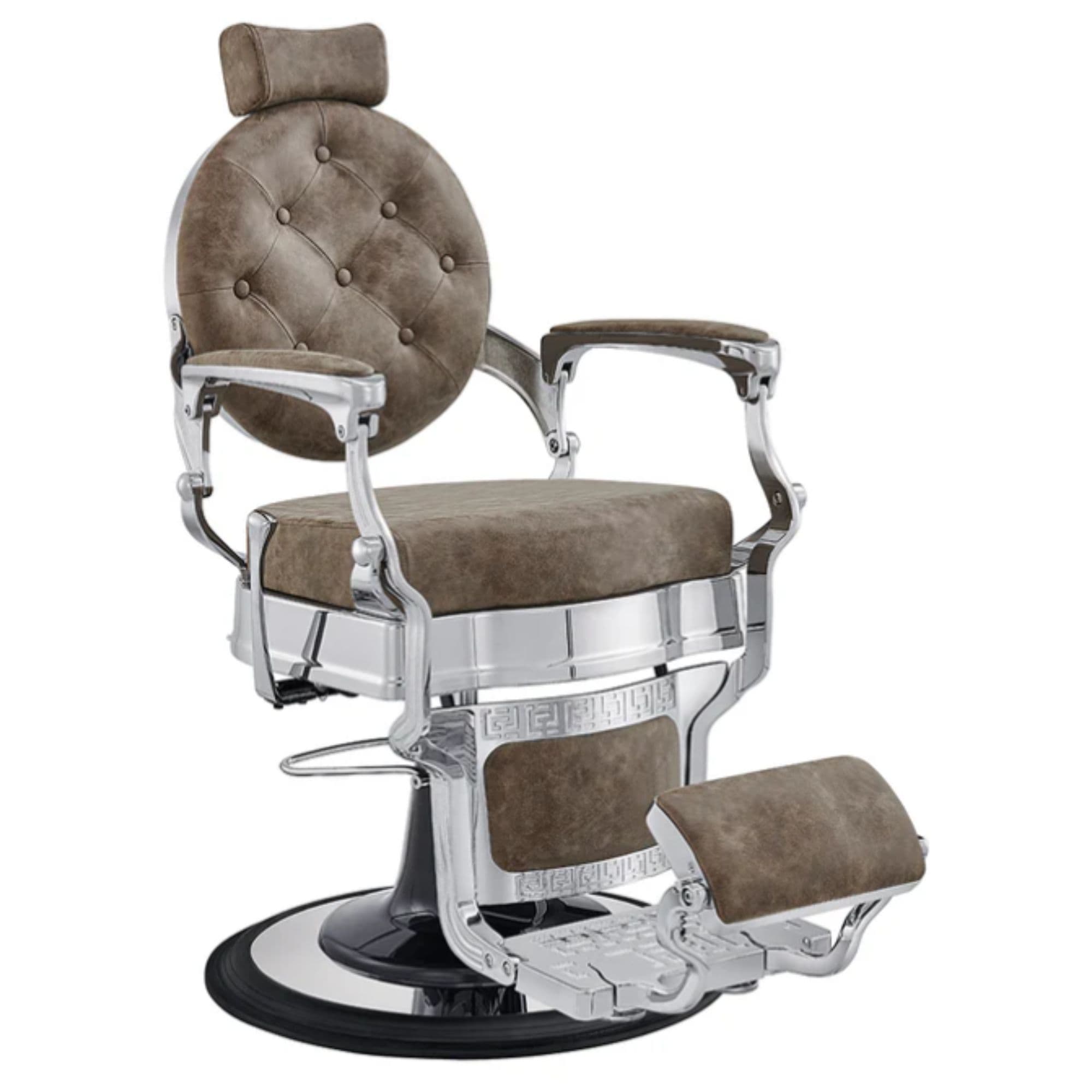 DIR Julius Heavy Duty Barber Chair Vintage Brown Variant Front Angled View On White Background