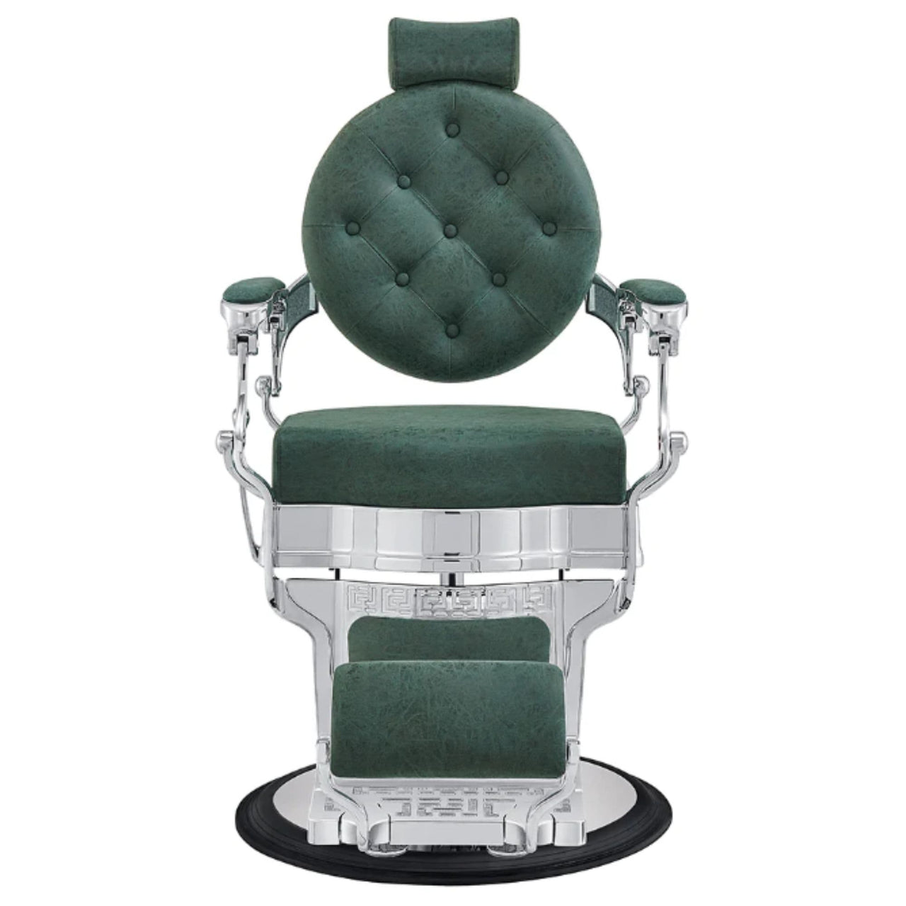 DIR Julius Heavy Duty Barber Chair Vintage Green Variant Front View On White Background