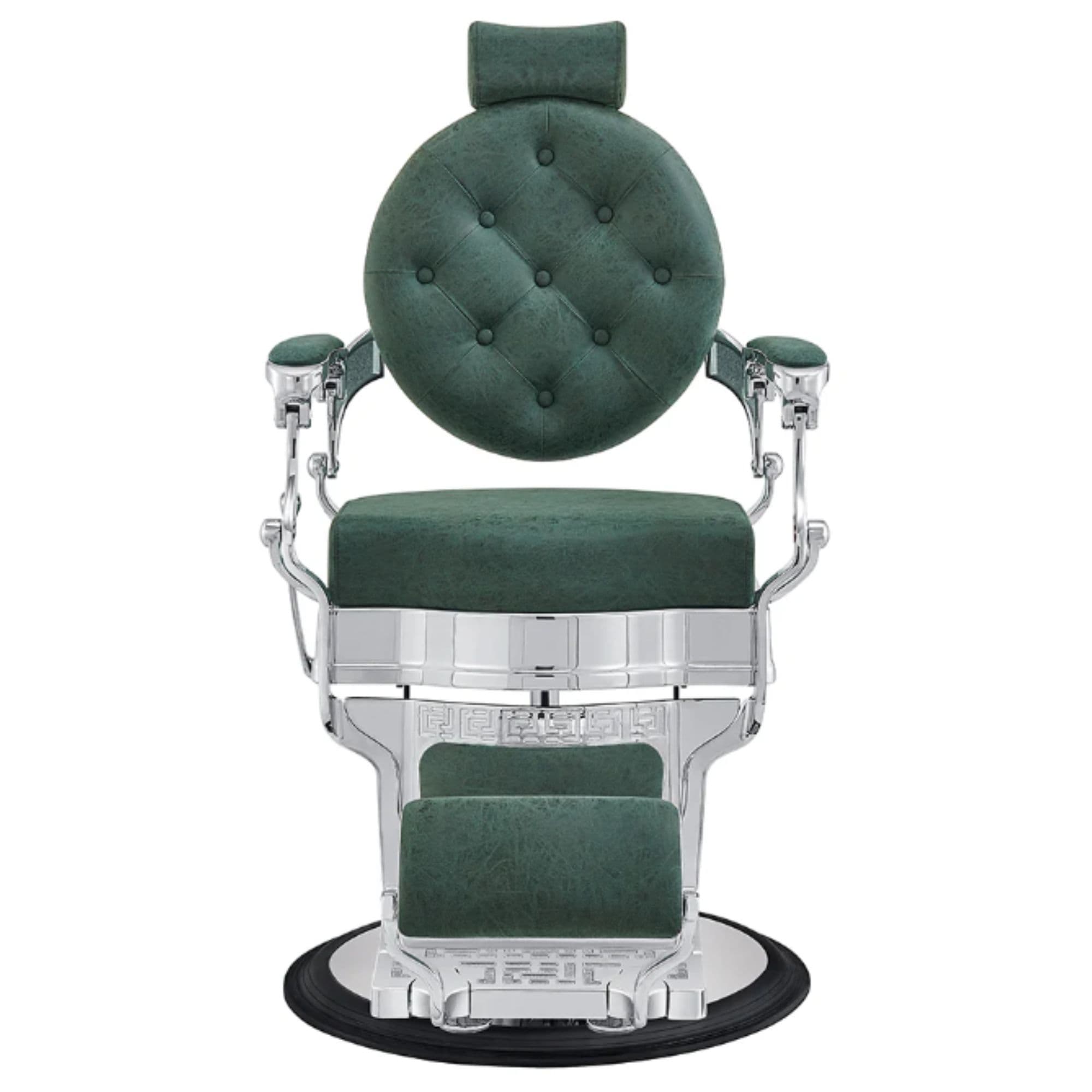 DIR Julius Heavy Duty Barber Chair Vintage Green Variant Front View On White Background