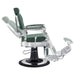 DIR Julius Heavy Duty Barber Chair Vintage Green Variant Side View Demonstrating Swing Adjustment On White Background