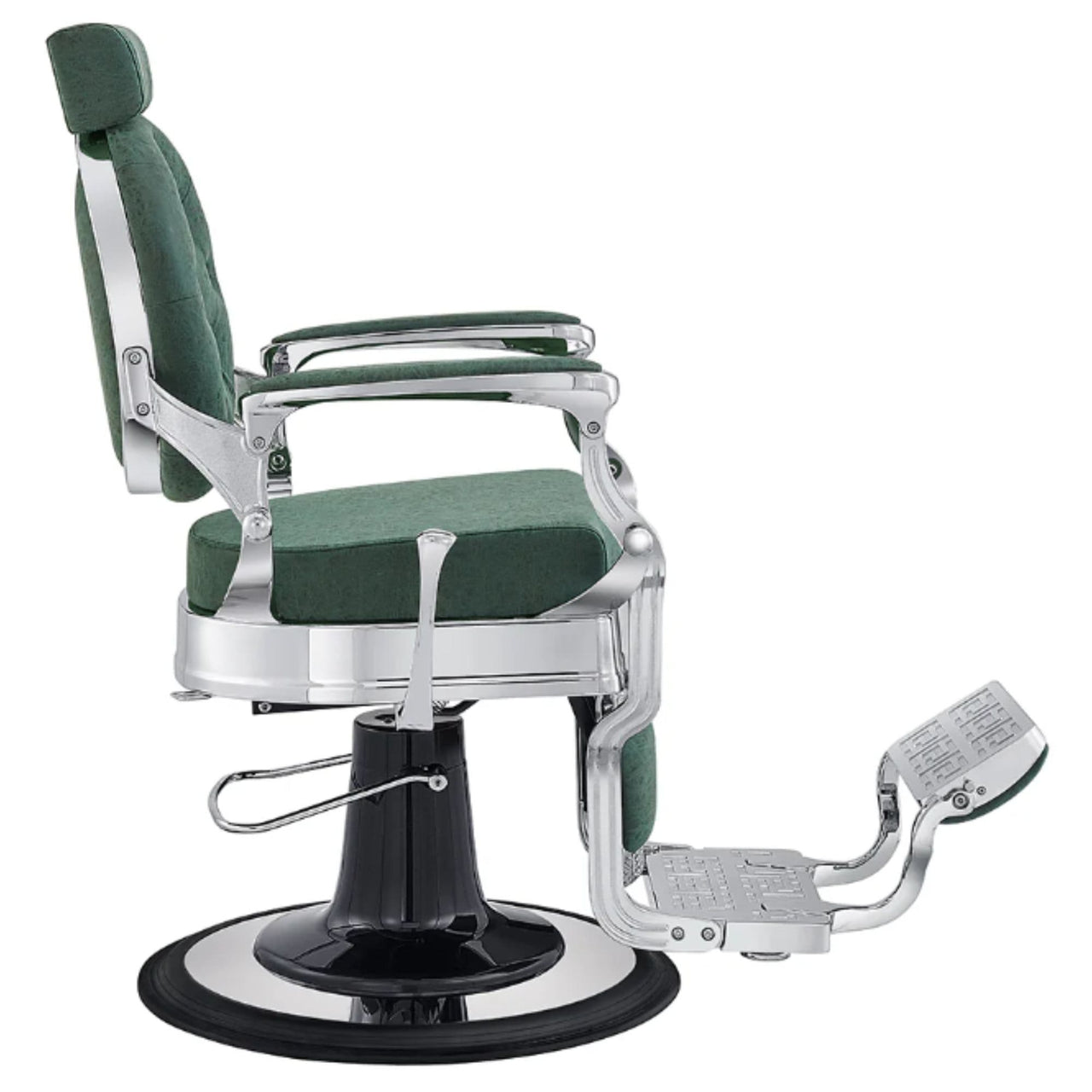 DIR Julius Heavy Duty Barber Chair Vintage Green Variant Side View On White Background